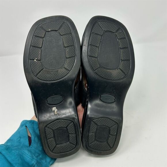 Born Women's Black Leather Wedge Slide Sandals Size 6 Open Toe Comfort Casual - Picture 12 of 14